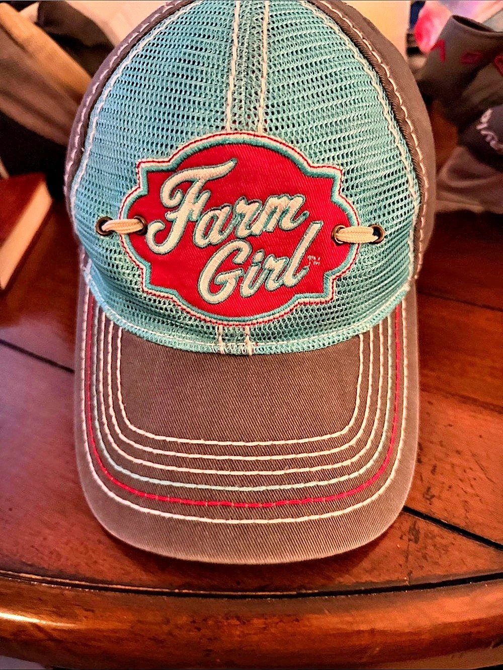 Farm Girl Brown & Blue Trucker Hat